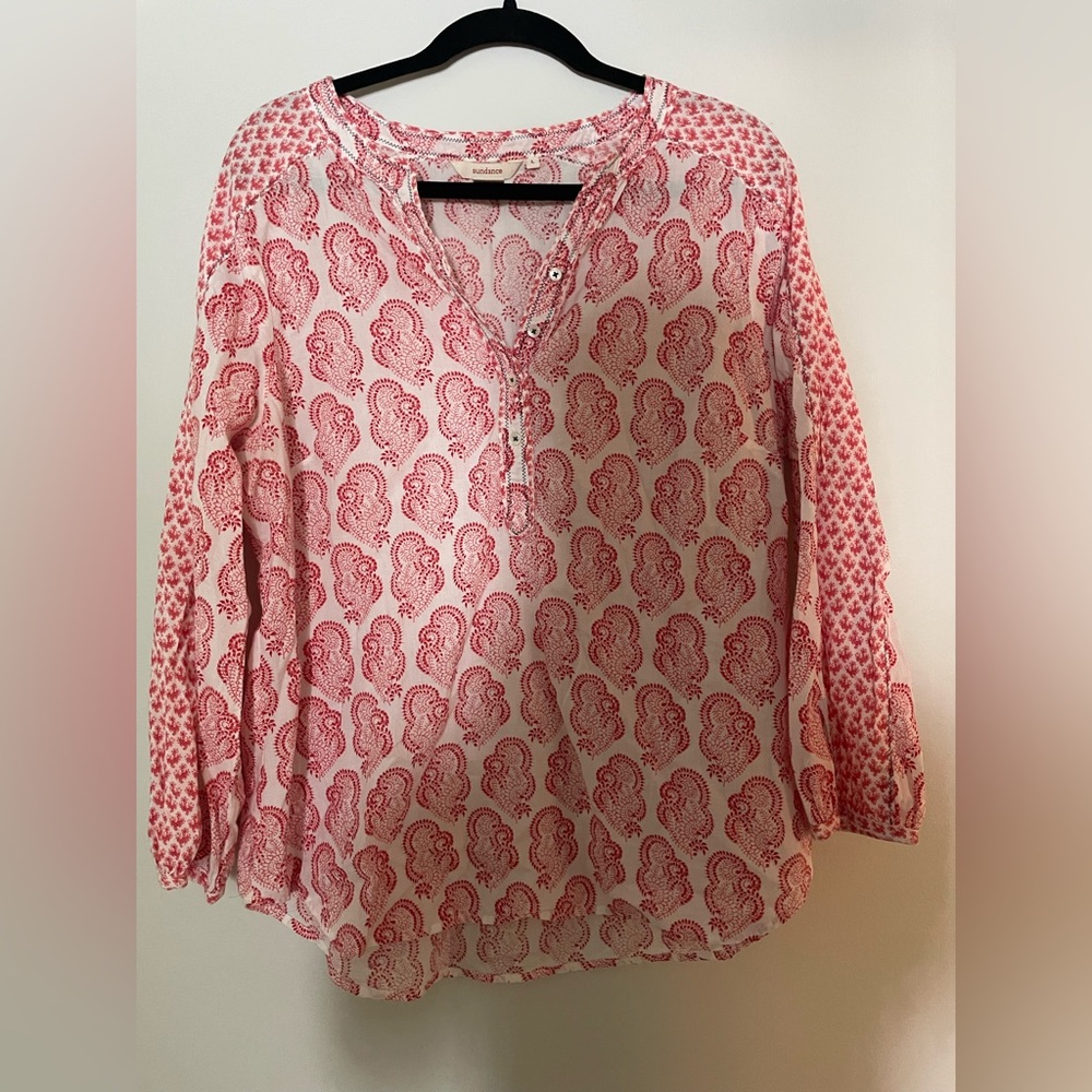 *CLOSET CLOSING SALE* Sundance Paisley Motif Popover Henley Boho Blouse Cotton